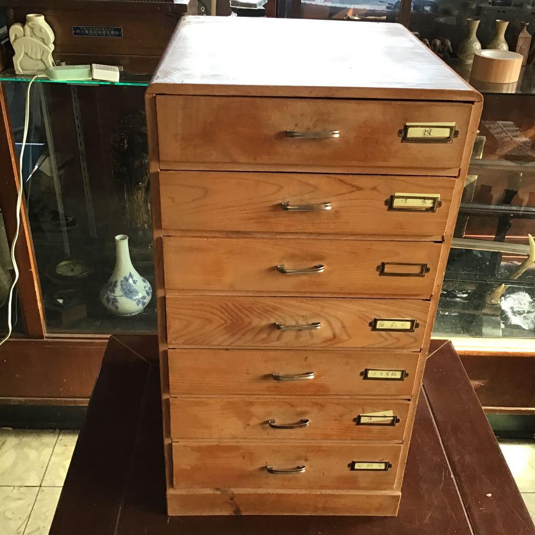 昭和レトロ　木製　 書類棚　ネームプレート　引き出し