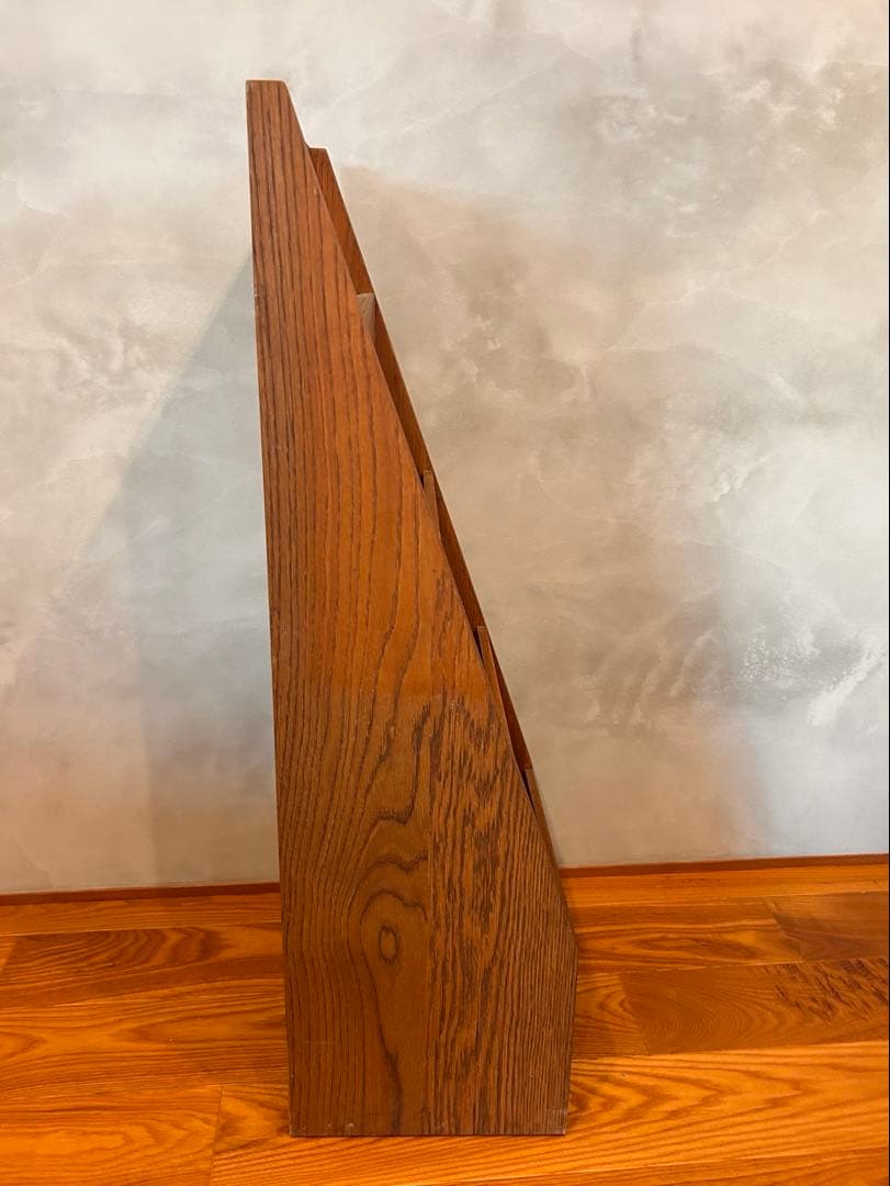 上質オーク材マガジンラック木製4段ブックシェルフ''インダストリー系