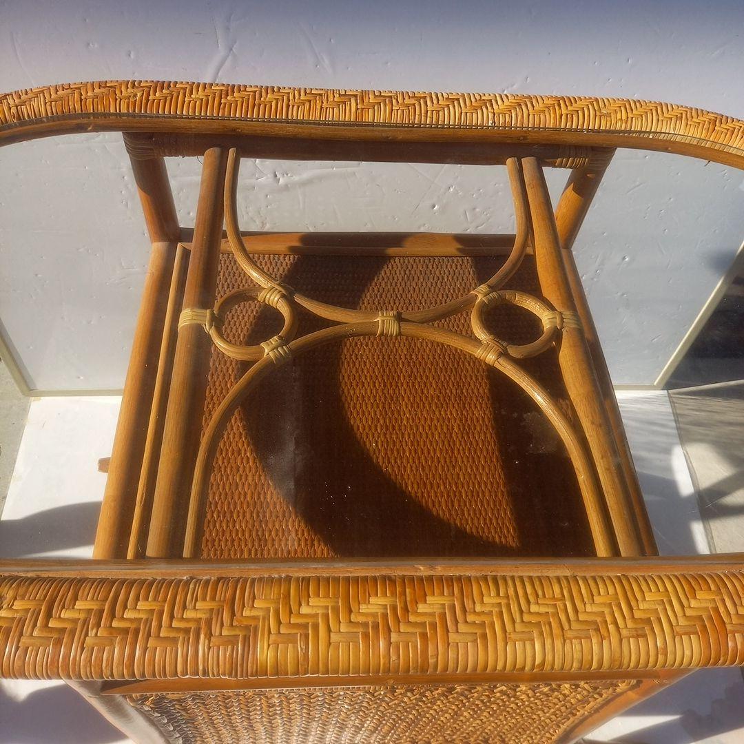（籐）製アクセントテーブル チェア 2脚 ３点セット