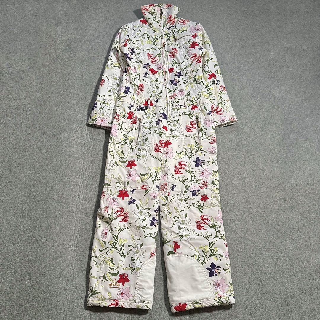 【未使用級】SOS スキーウェア つなぎ 花柄 38 レディース