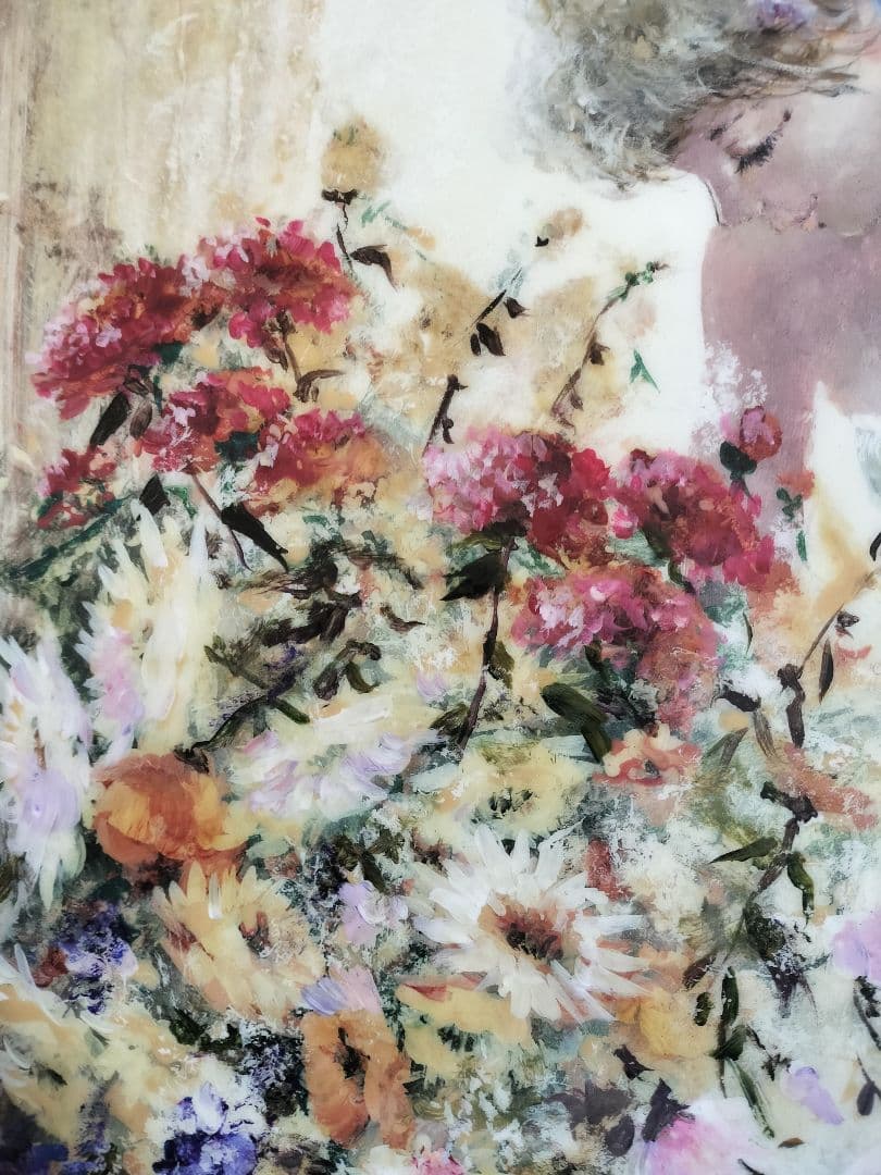 バレエ少女 額装 陶板画 大型　飾り物　陶磁