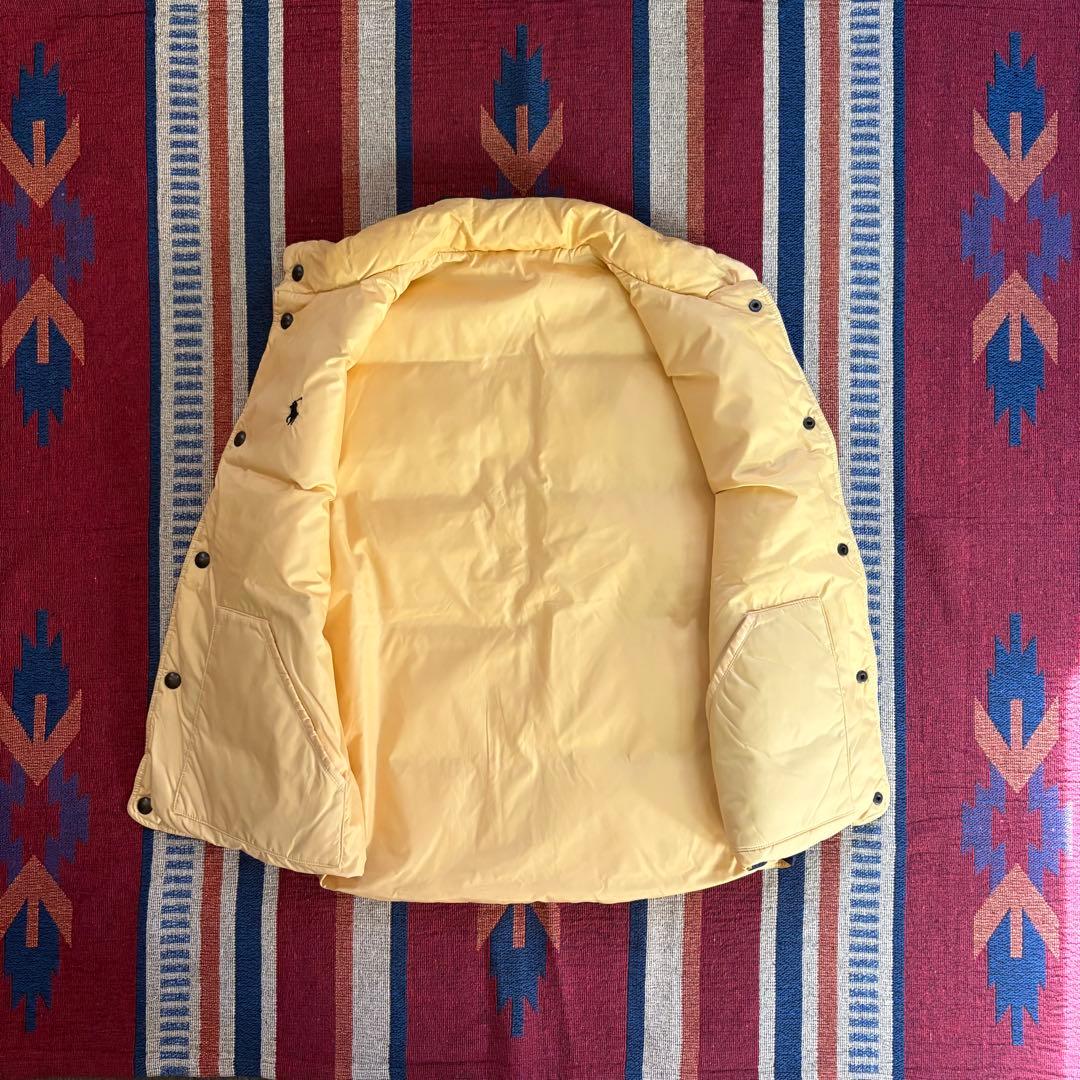 ポロラルフローレン リバーシブルダウンベスト ネイビー×イエロー Lサイズ