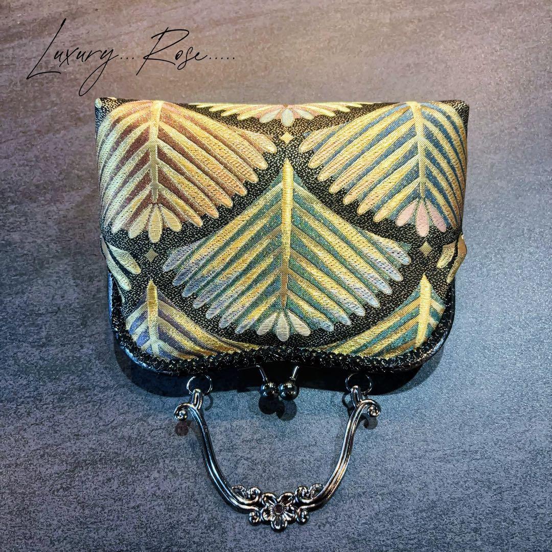 大松♡粋で可愛くカッコよく！お洒落新品西陣織帯地で人気のキリッとブラック帯バッグ