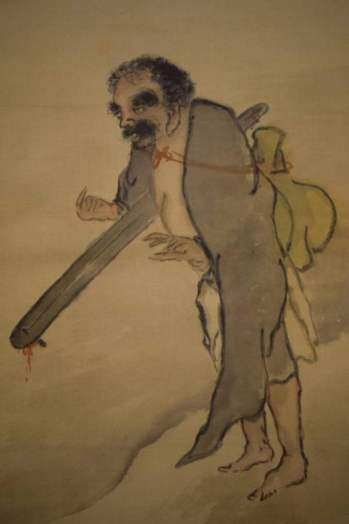 模写/富岡鉄斎/人物画賛/布袋屋掛軸HI-710