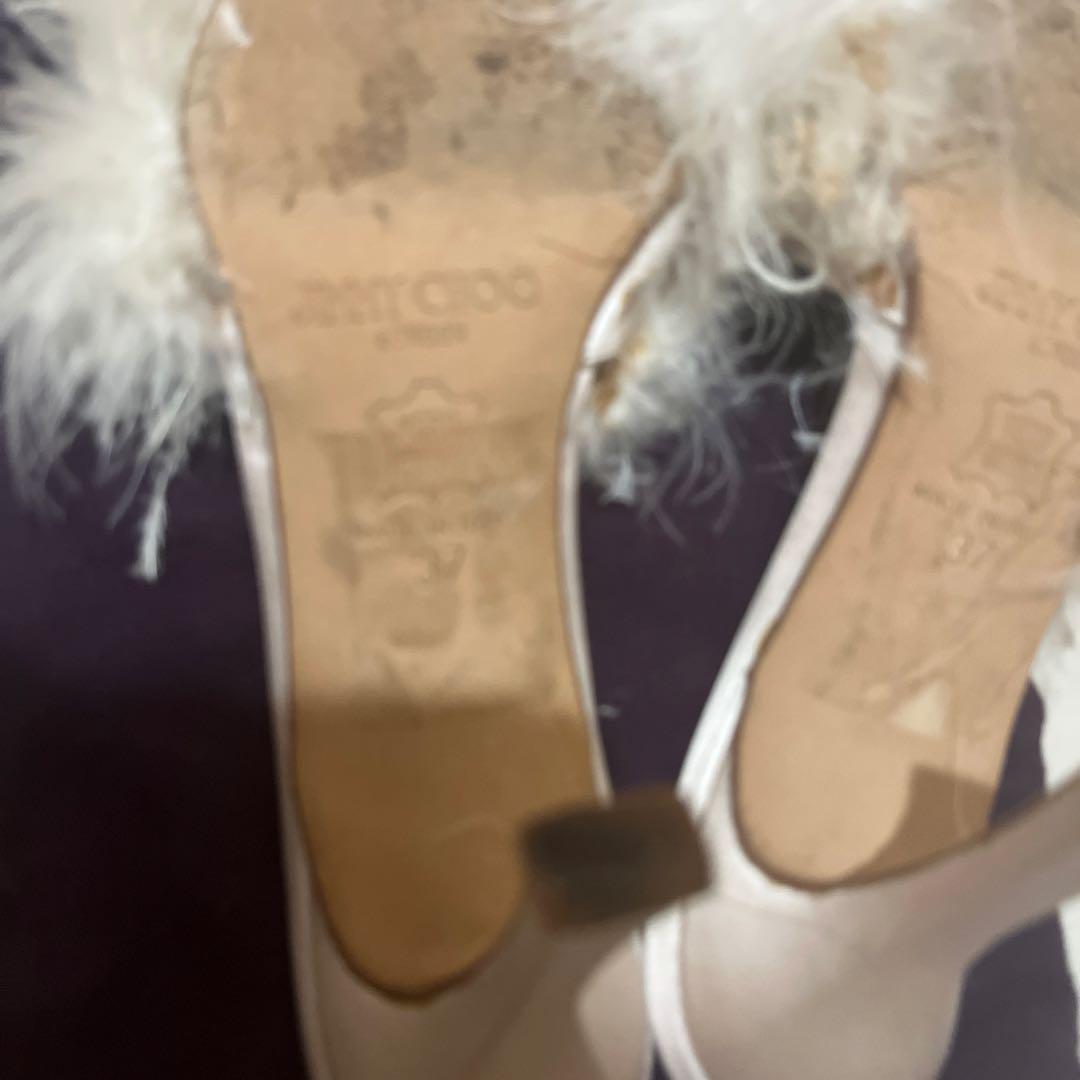 Jimmy Choo ベージュ ファー シルクサテン ミュール