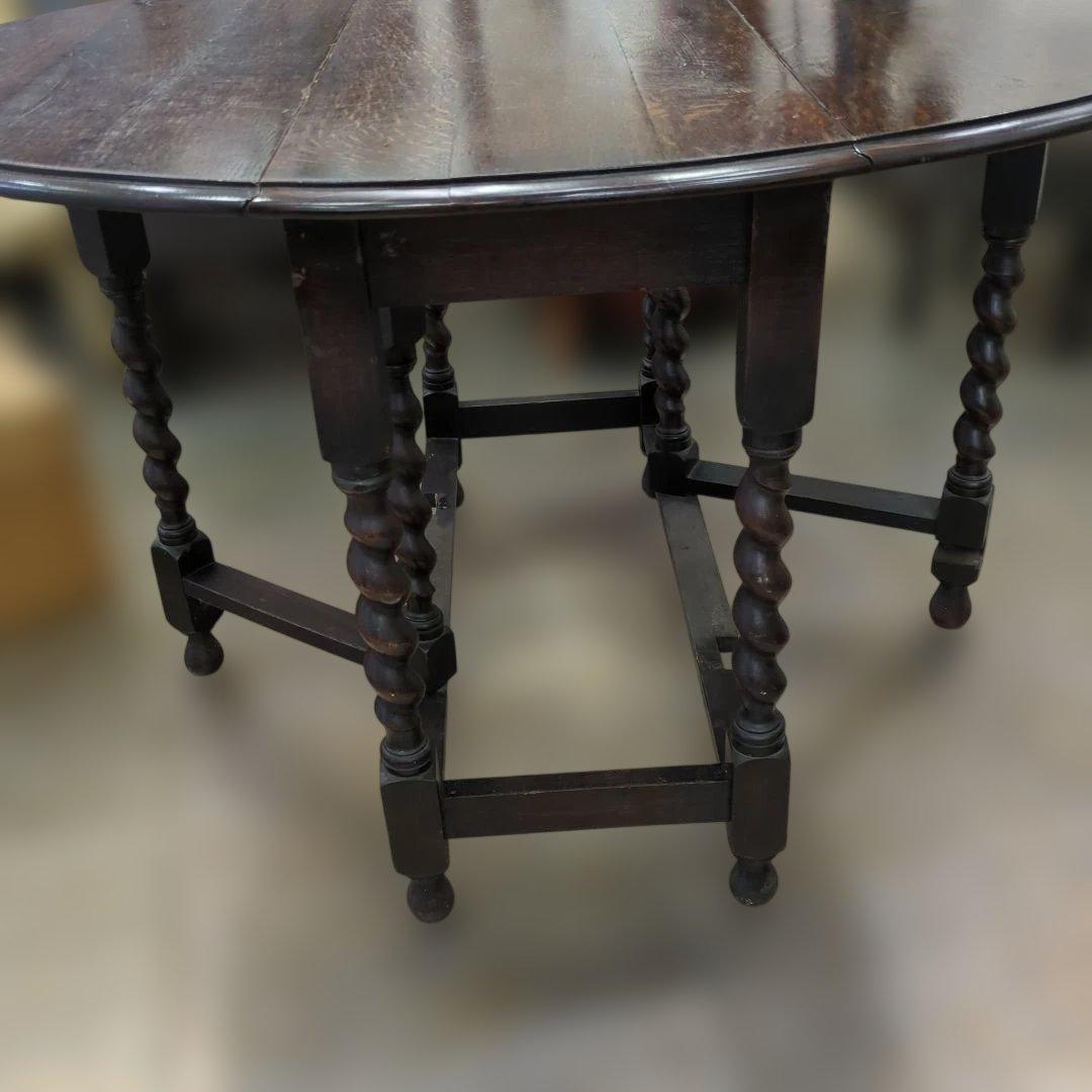 アンティーク ダークブラウン ドロップリーフテーブル　木製　机