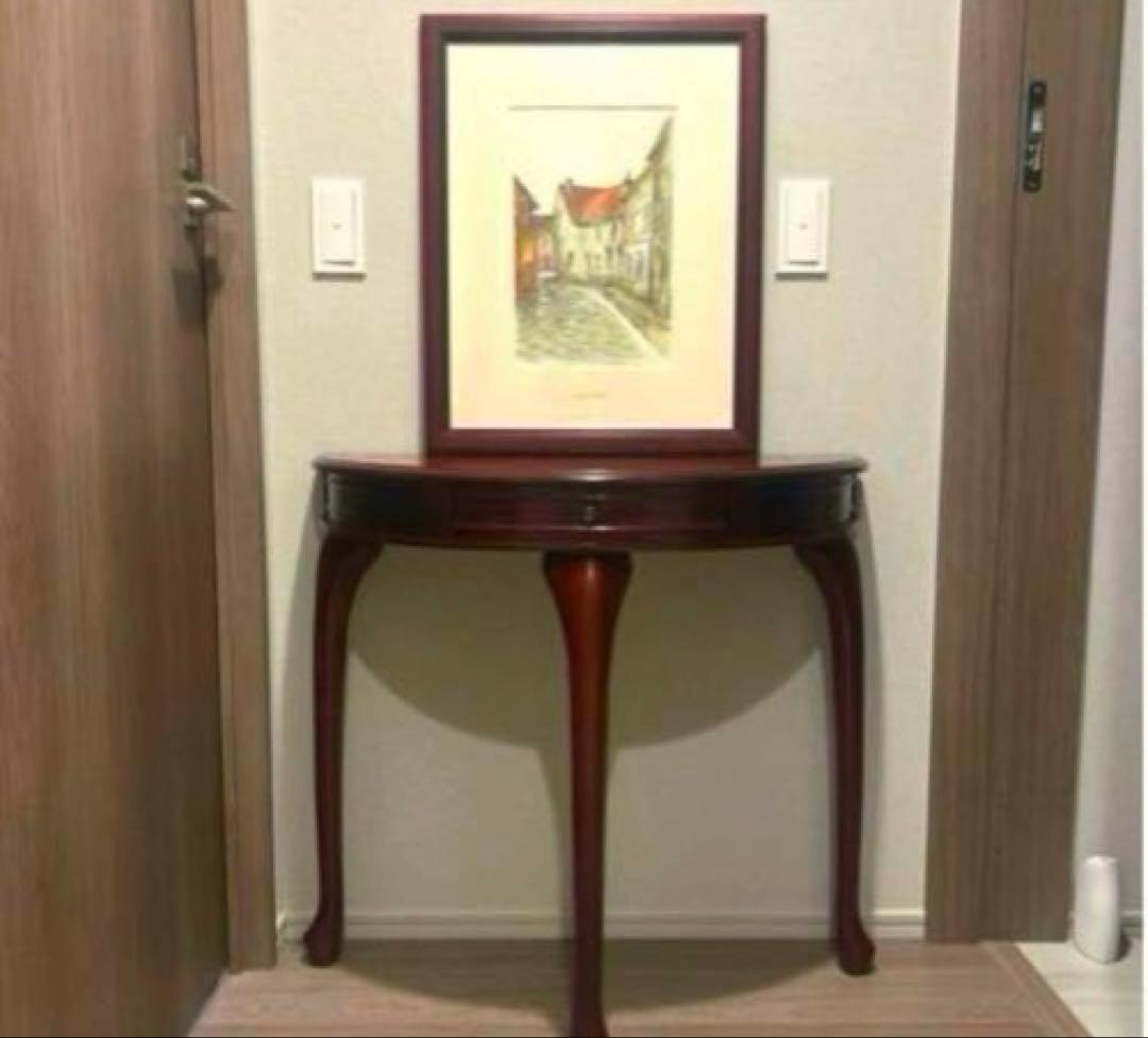 ☆高級家具☆木製ダークブラウン コンソールテーブル引き出し付