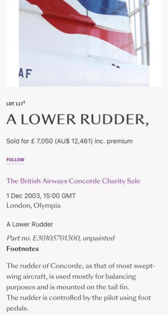 超音速旅客機 コンコルド 垂直尾翼 タグ 六角形 裏彫刻 英国航空 実機 飛行機