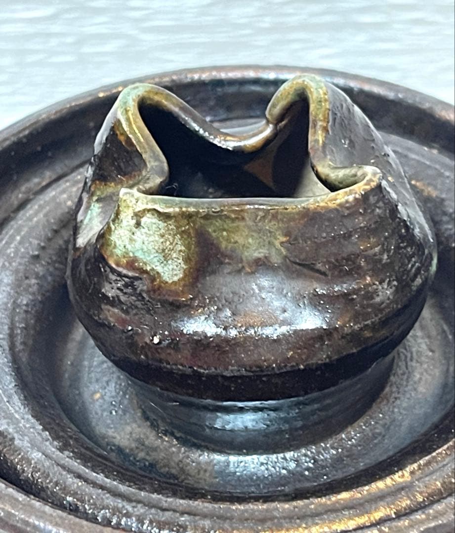 未使用品　信楽焼手作り土瓶型花瓶　飾り物　インテリア　195