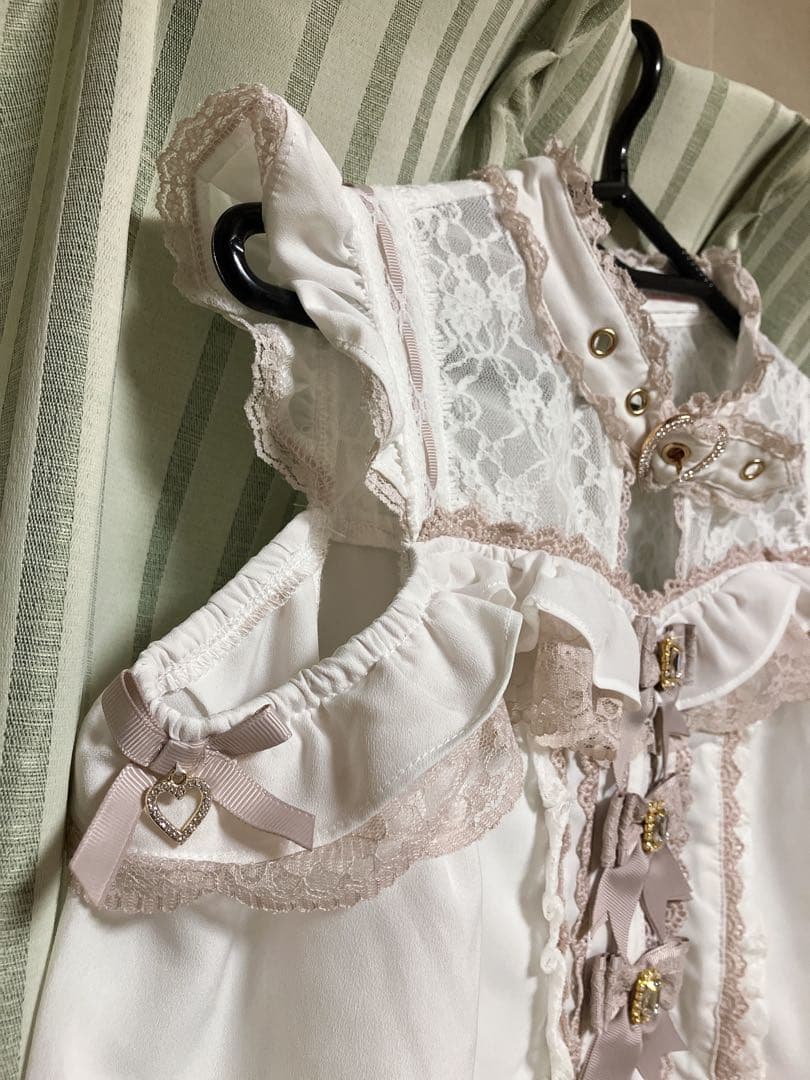 LIZ LISA 3つリボン チョーカーブラウス 白×ピンク