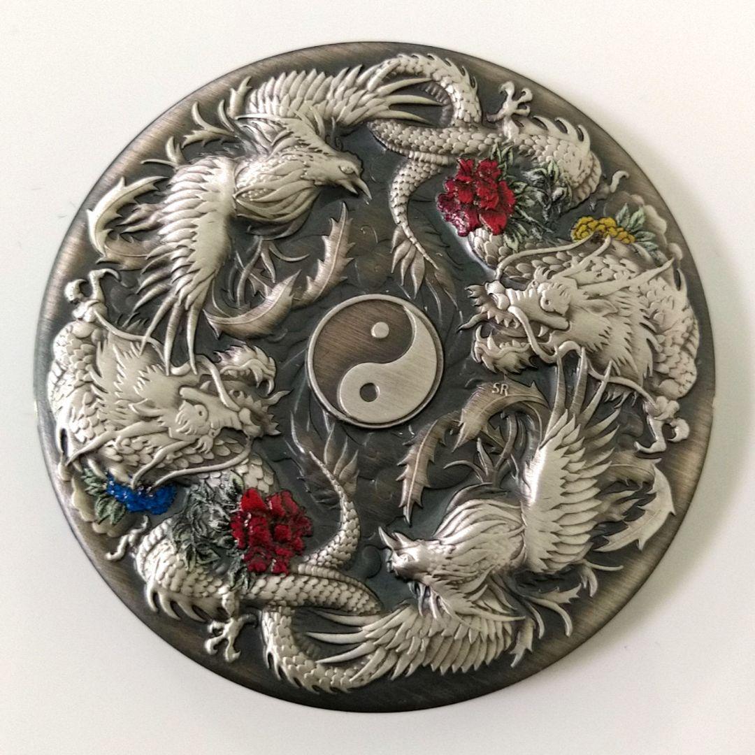 2021年 ツバル 銀製 陰陽 龍 鳳凰