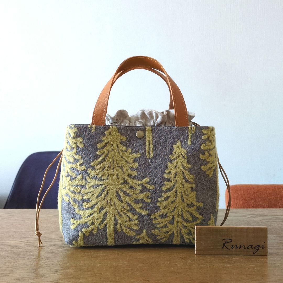 【1575】あおりポケットの巾着バッグ＊ミナペルホネン