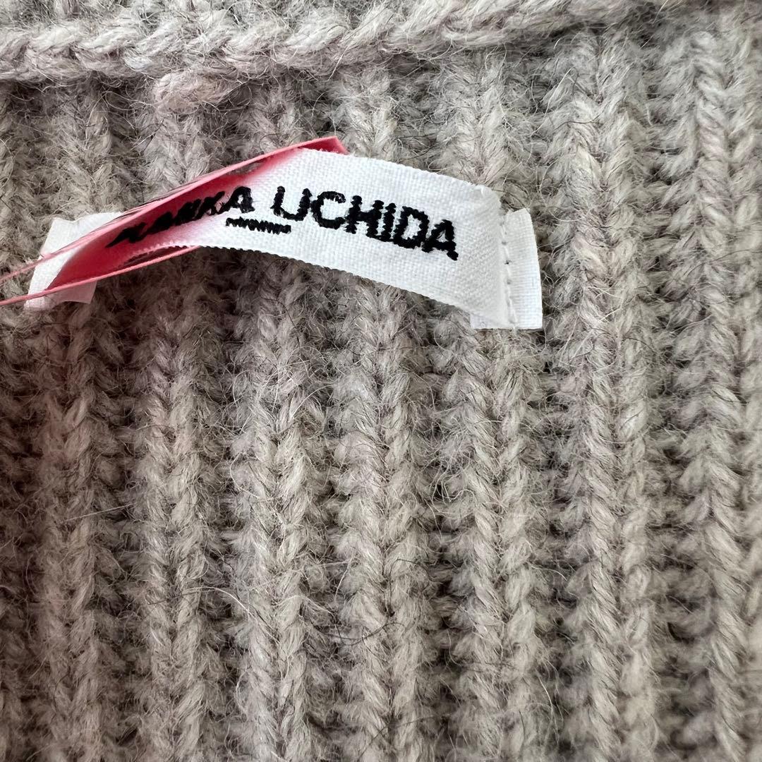 グレー リブ編み フード付きカーディガン