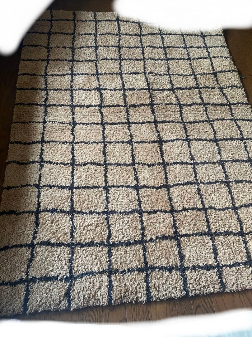 【cherry blossoms】 天然素材 格子模様ラグ