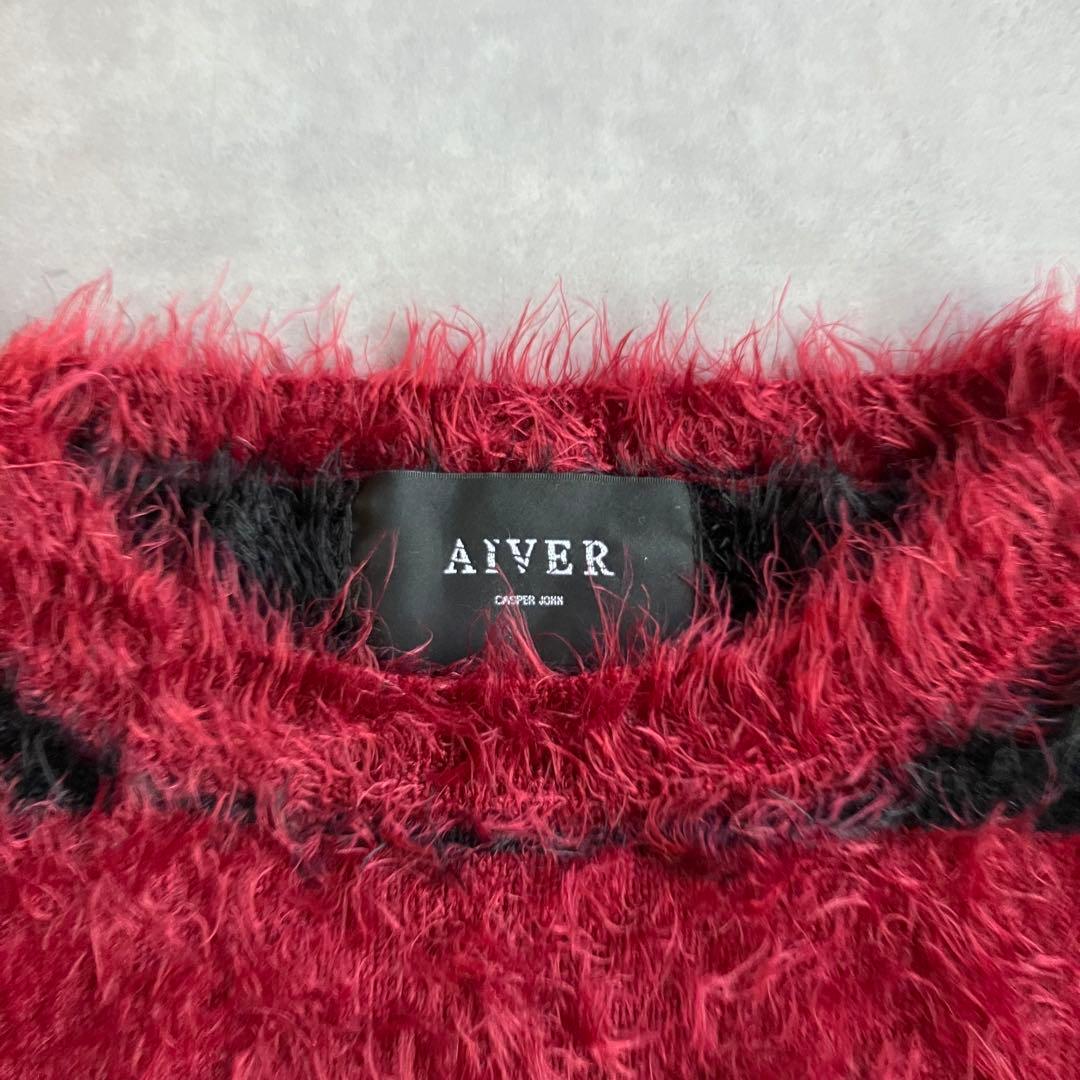 トップス 00s y2k border shaggy knit grunge punk