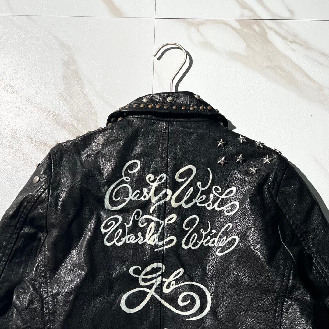 希少　GB SKINS　スター　総スタッズ　ライダース　チェーン　ブラック　黒