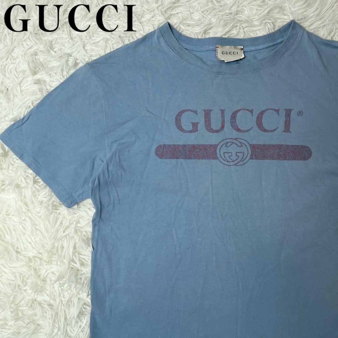 グッチ GUCCI Tシャツ 半袖 GGロゴ プリント 140 10 ブルー