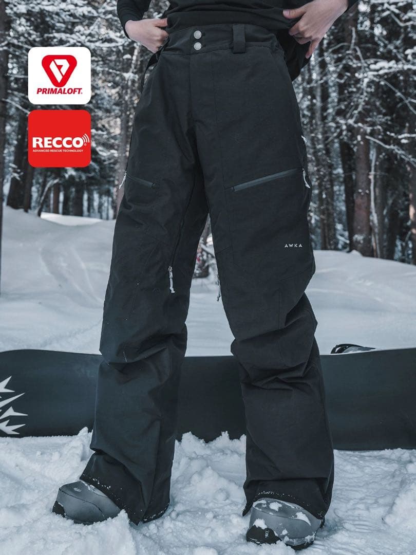 AWKA ブラック スノーボードパンツ　男女兼用 防水・保温