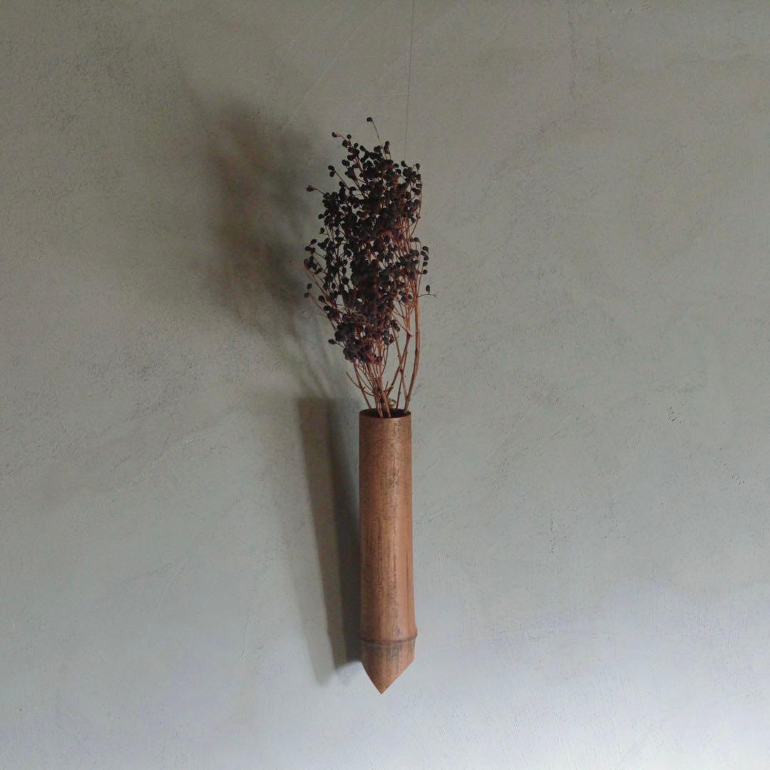 虎斑竹 斑竹 掛け花入 古道具 アンティーク 花器