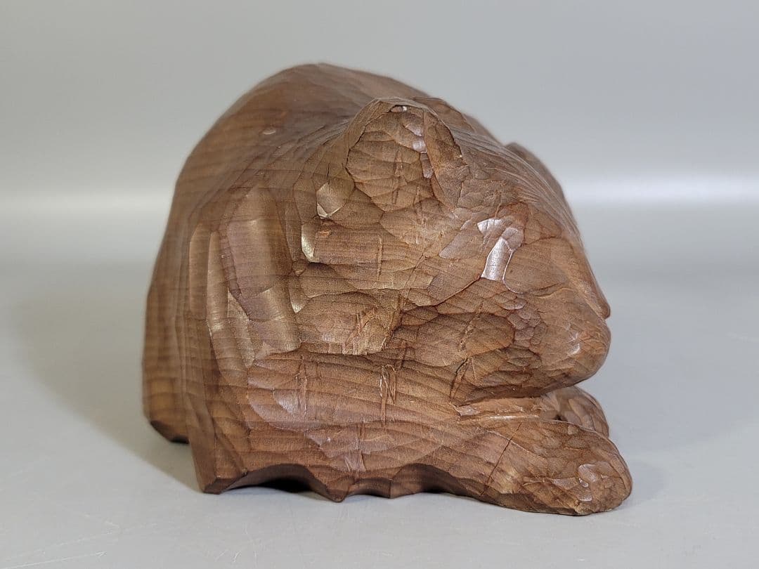 DT539 眠り猫 木彫 置物