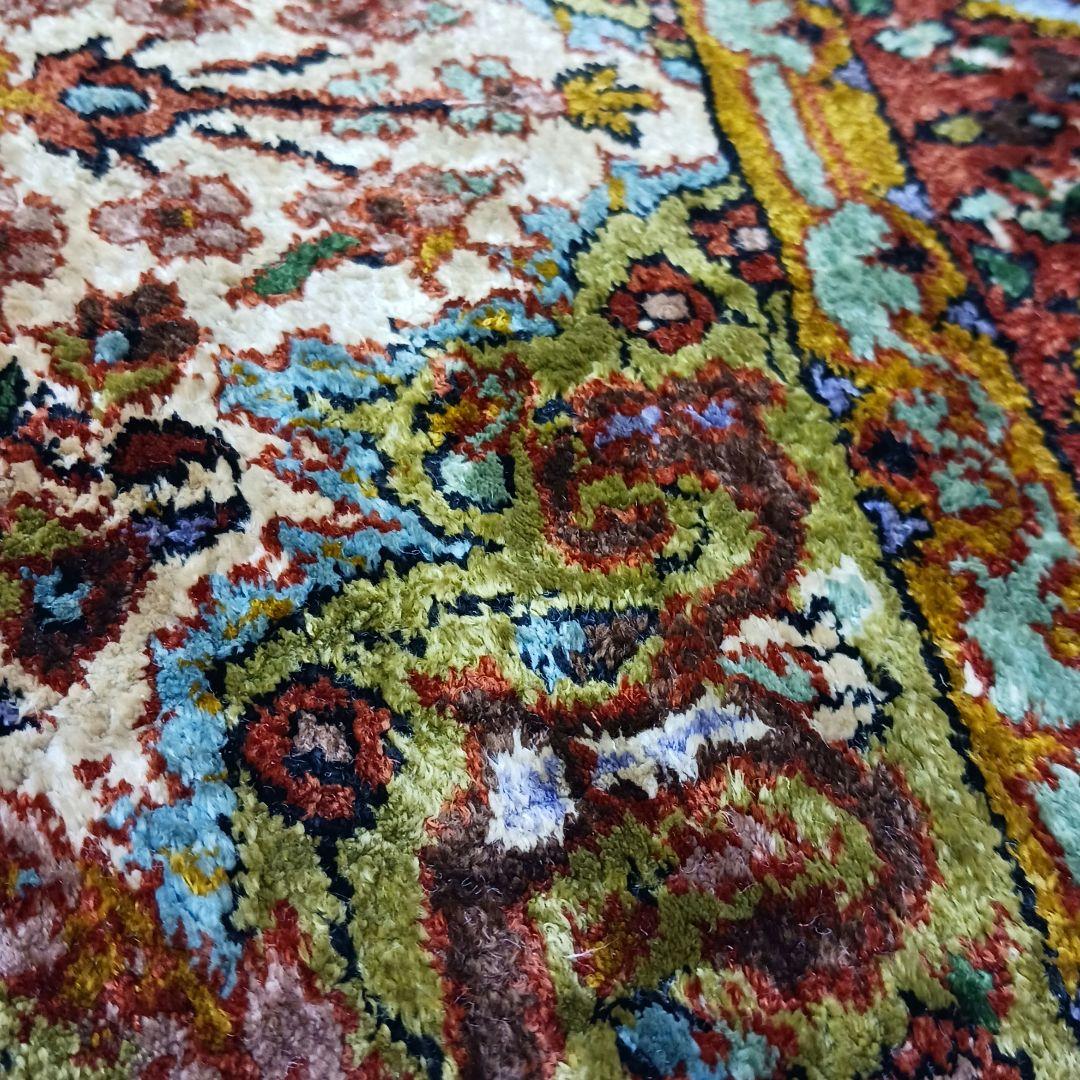 Y3244 インド絨毯 シルク 手織り 156×90㎝ マット