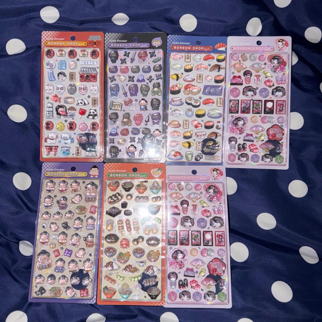 正規品ボンボンドロップシール、和柄シリーズ 第一弾 6枚セット