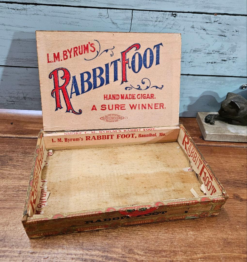 USヴィンテージ RABBIT FOOT シガーボックス 葉巻ケース 小物入れ