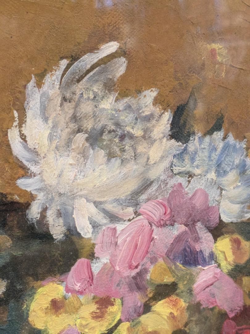 【新品6万円額縁】 油絵 花の絵 金縁 額入り 油彩 飾り額 高級金縁額