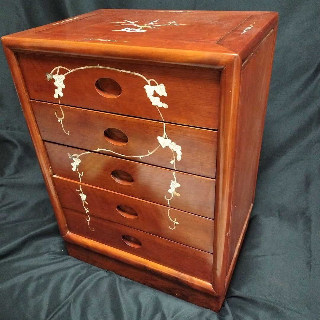 唐木 螺鈿細工 無垢材 アンティーク レトロ 棚 箪笥