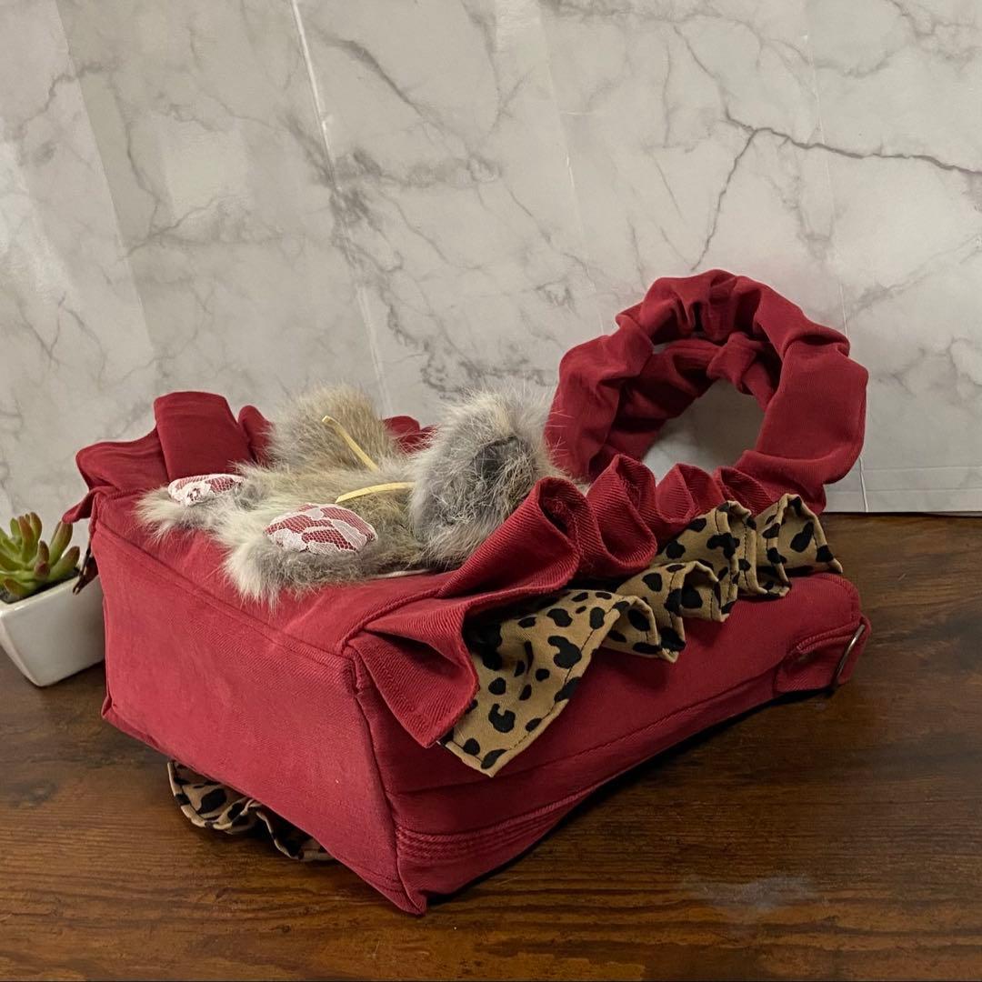 さ*ー様 コヤンイサムチョン【フリルバッグ】 デニムリメイク 猫バッグ ラビット