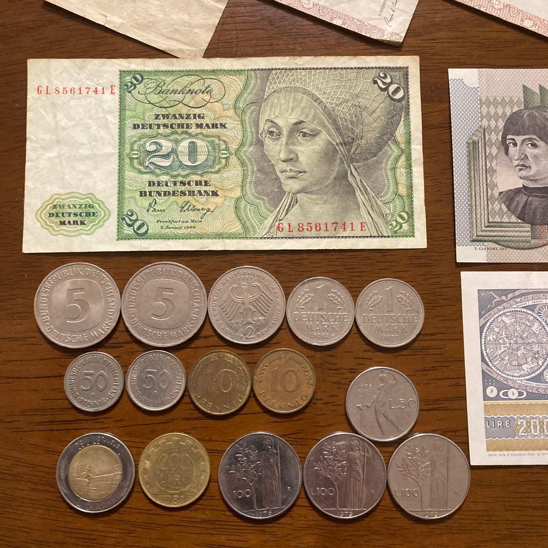 外国紙幣 ドイツ イタリア 旧紙幣 旧硬貨 1980年代