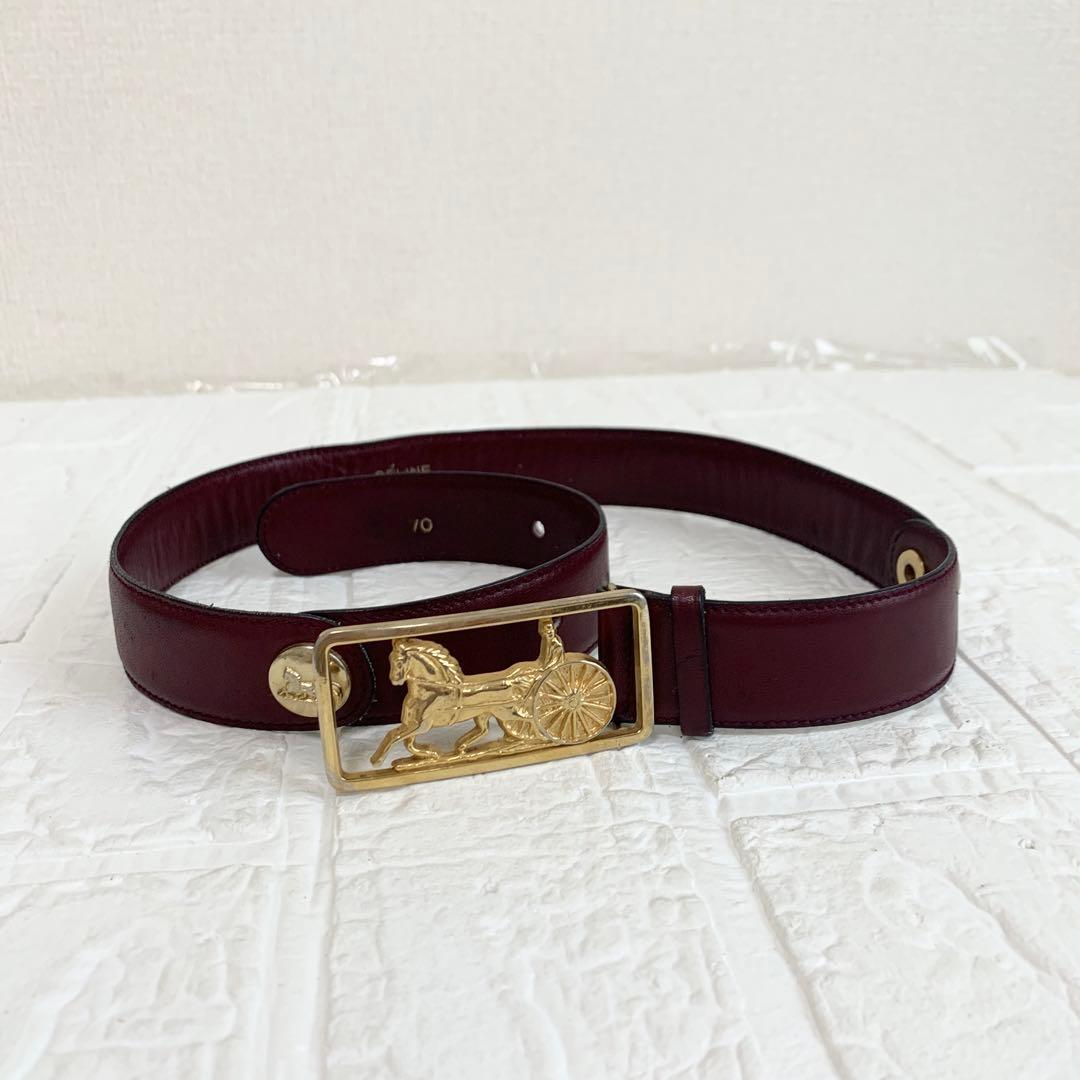 CELINE セリーヌ　ベルト　馬車　ボルドー