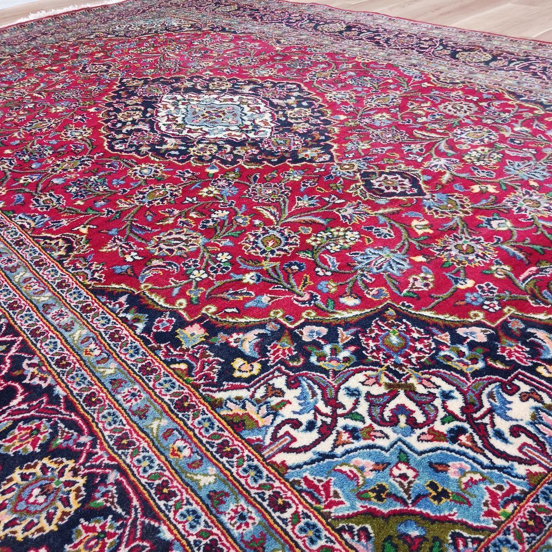 Y3053 高級ペルシャ絨毯 カシャーン産 ウール100% 手織 大判 299㎝