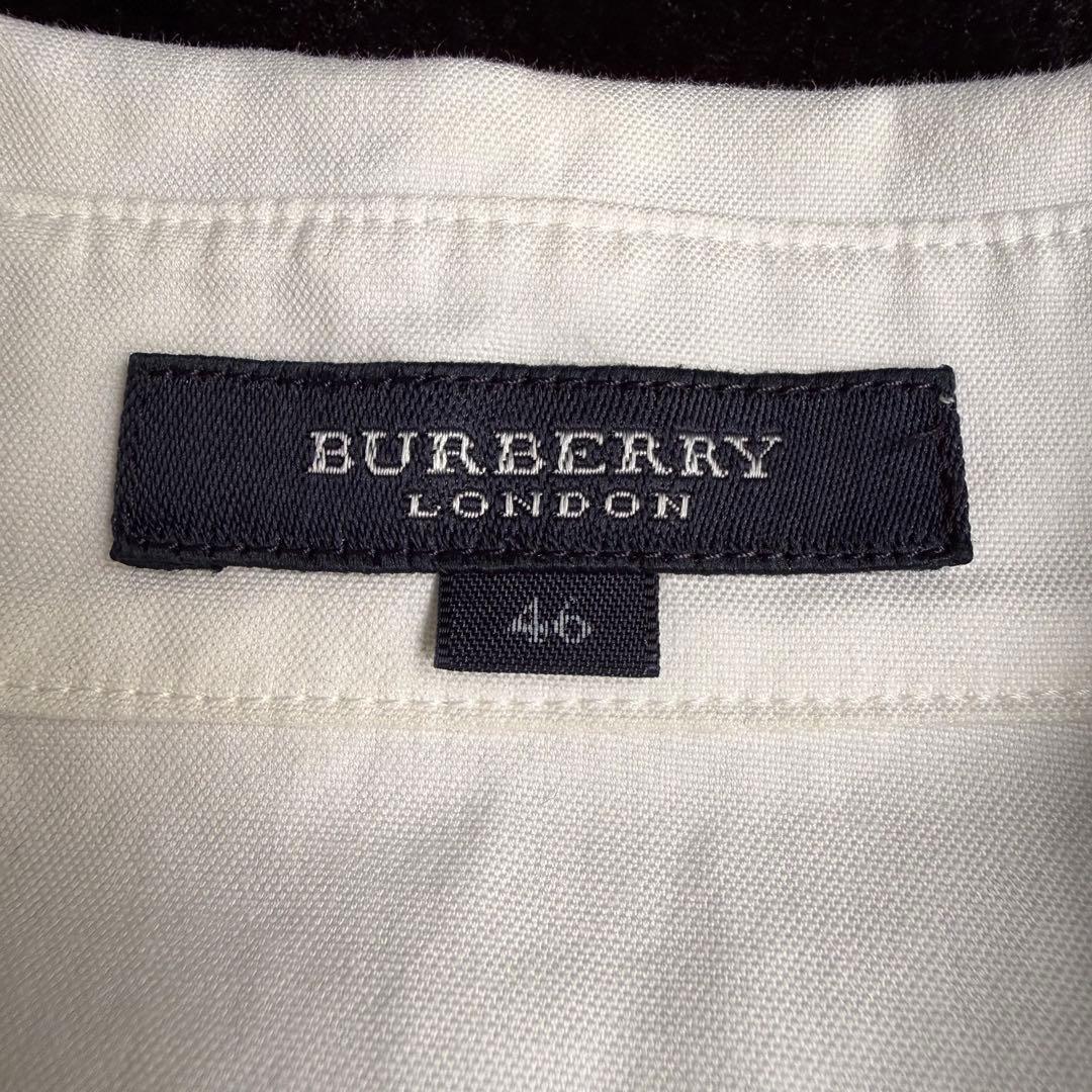 美品 BURBERRY バーバリー コットンシャツ ホワイト ノバチェック 46