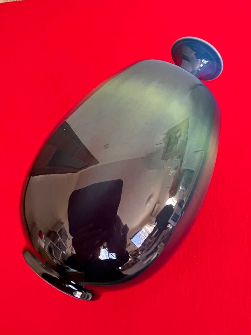 人間国宝 柳雨軒 三代 徳田八十吉 碧明釉 壺 管理T250 共箱 陶歴付