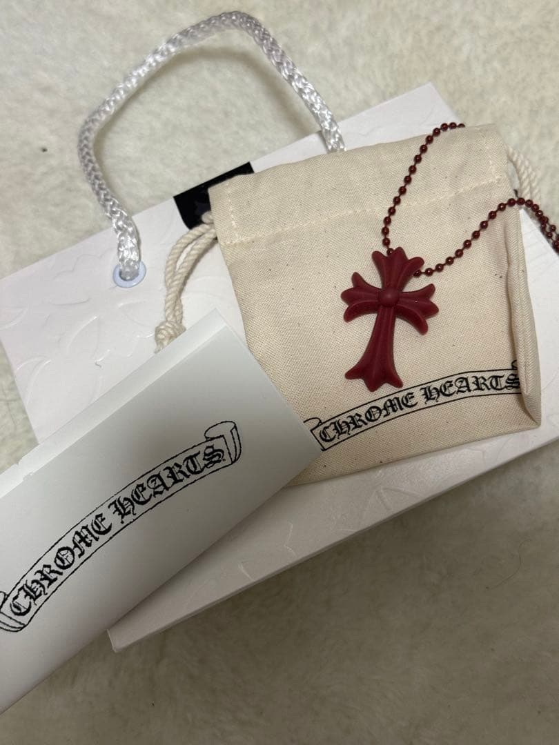 CHROME HEARTS クロムハーツ ラバークロス ネックレス ワイン