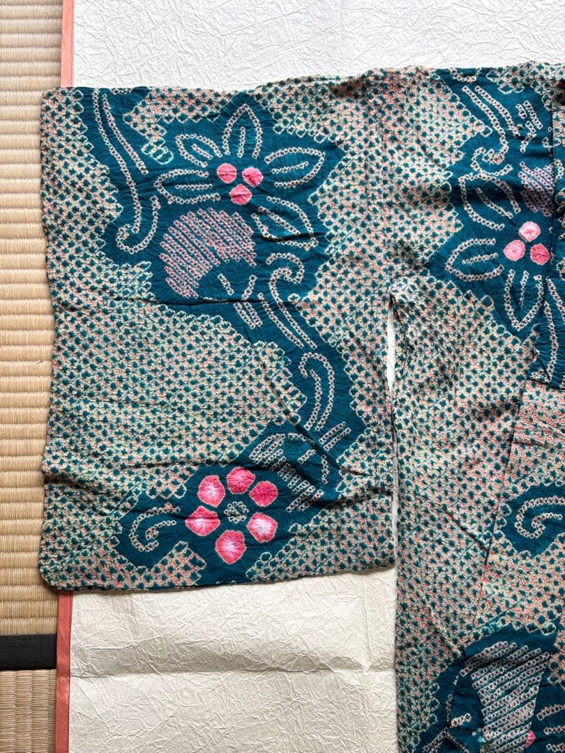 有松鳴海絞り　浴衣　有松絞り　アンティーク　レトロ　一点物　着物