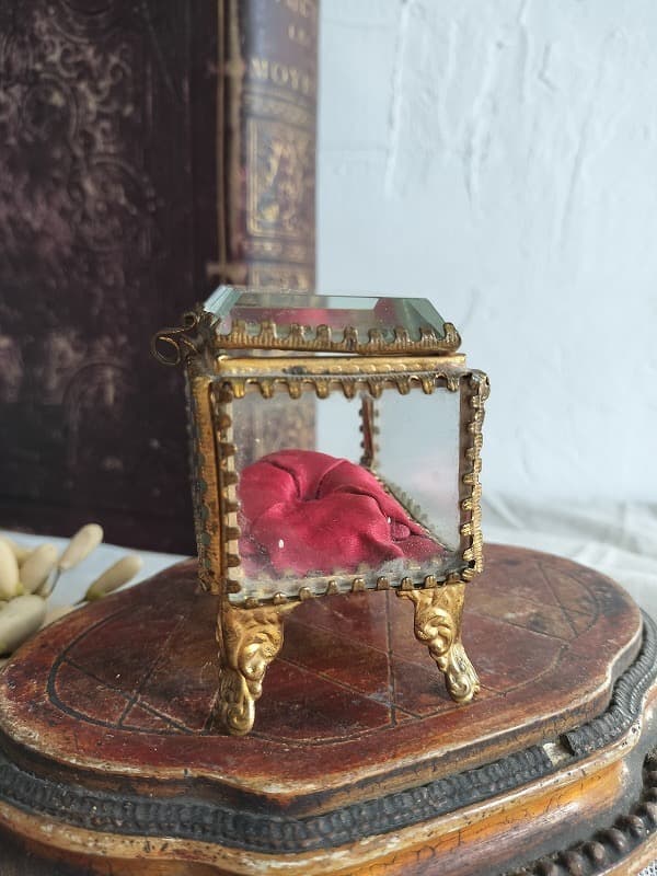 フランス アンティーク クリスタル 5面 ジュエリーケース 1900年　美品