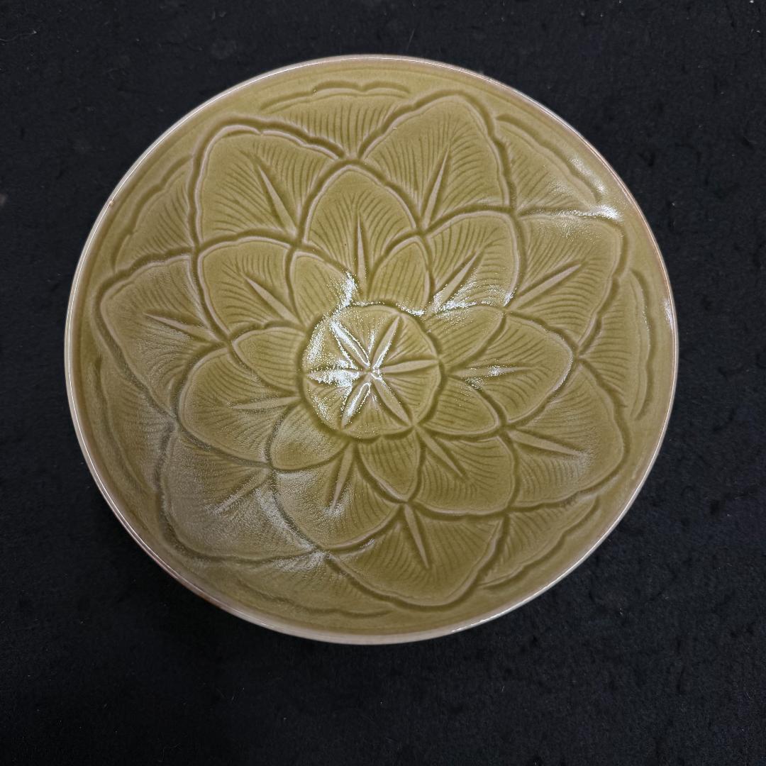 今村博 鴻臚館 復元青磁花文碗 共箱 共布 茶道具