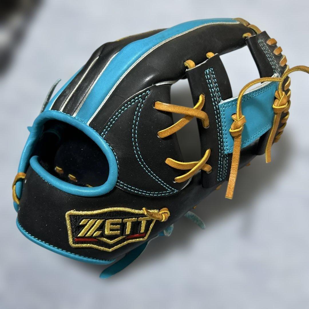 ZETT 軟式グローブ 黒/青 今宮健太モデル