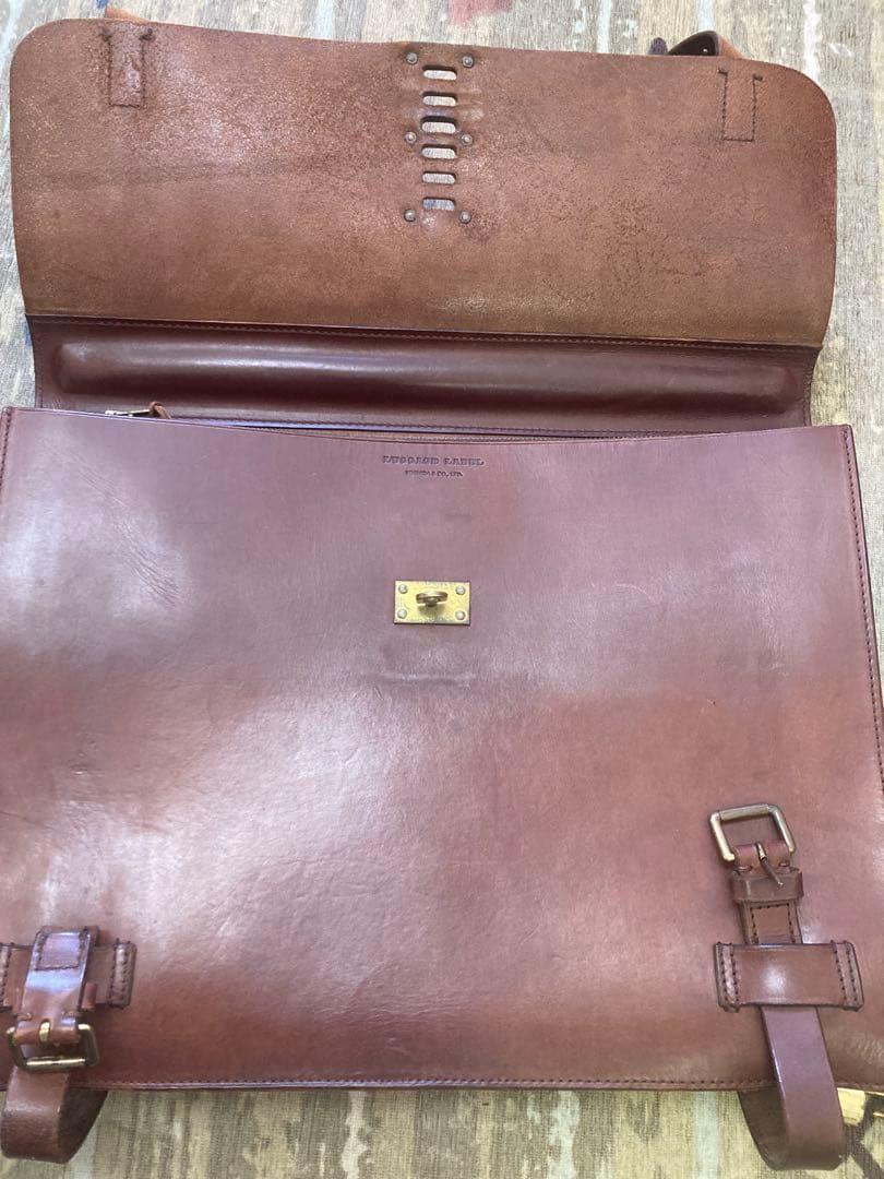 Luggage Label ビジネスバッグ ブライドルレザー 鍵付き チョコ