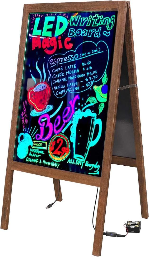 【新品】LED電光掲示板 両面 A型看板 立て看板 スタンド 16色 高輝度発光