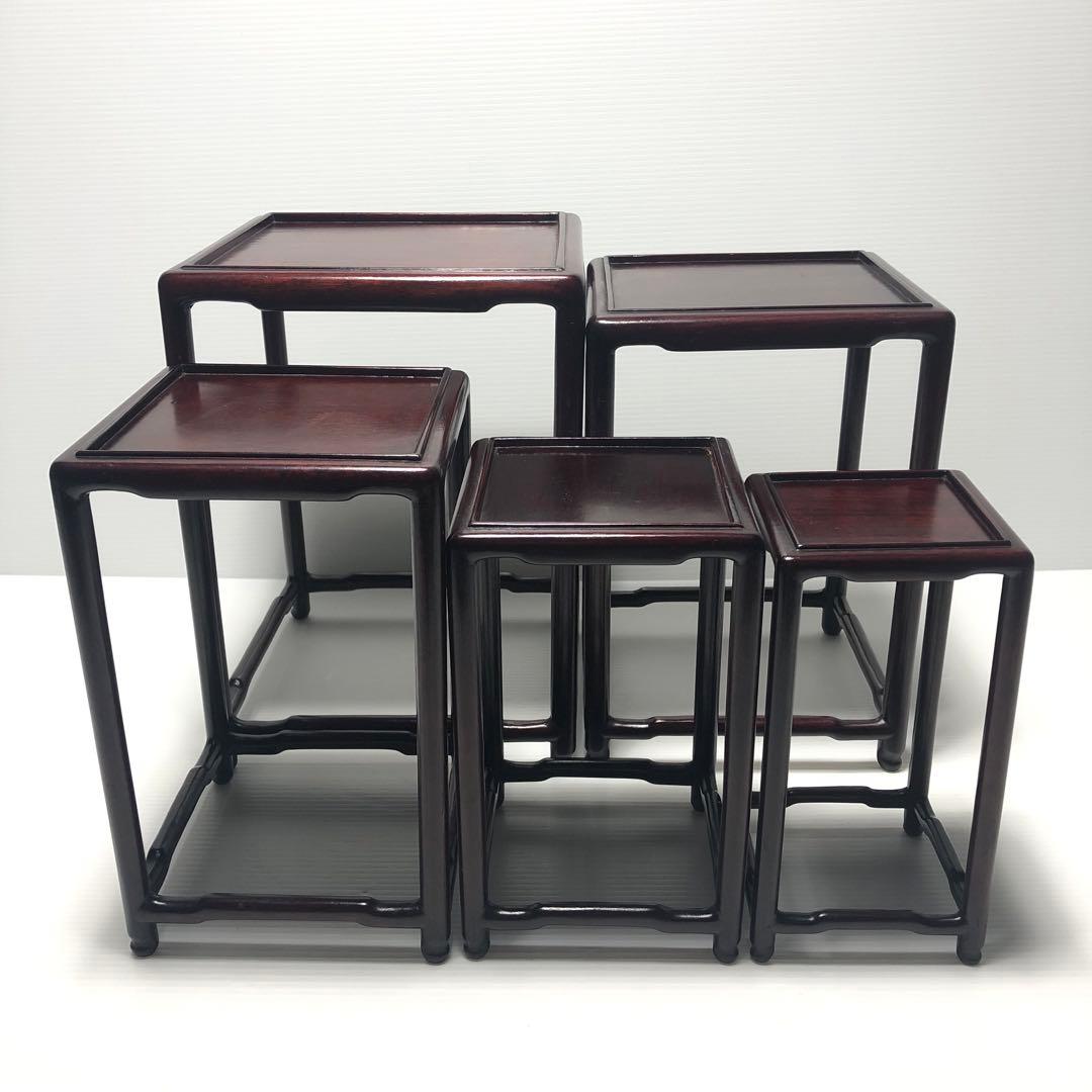 【唐木家具】飾台5連　盆栽高台　花台 香炉台