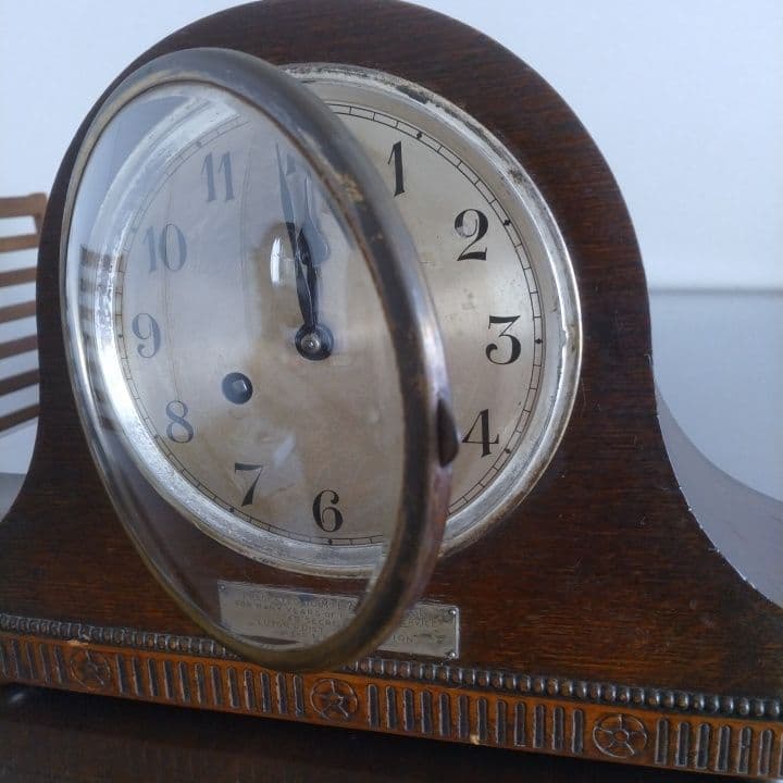 イギリスアンティーク1931年 アナログ時計 木製阪急「英国アンティーク展」購入