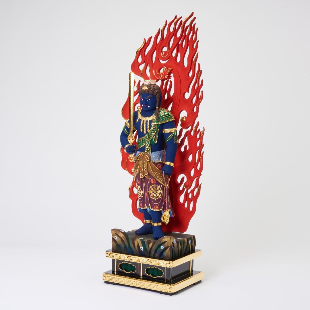 楠　立青不動明王　70ｃｍ　濃彩切金  #073