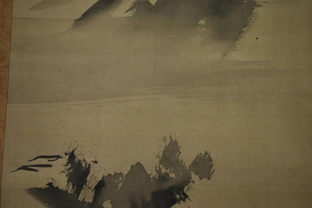 【真作】狩野安信/山湖図/山湖漁舟図/掛軸/名家伝来/K-339 J