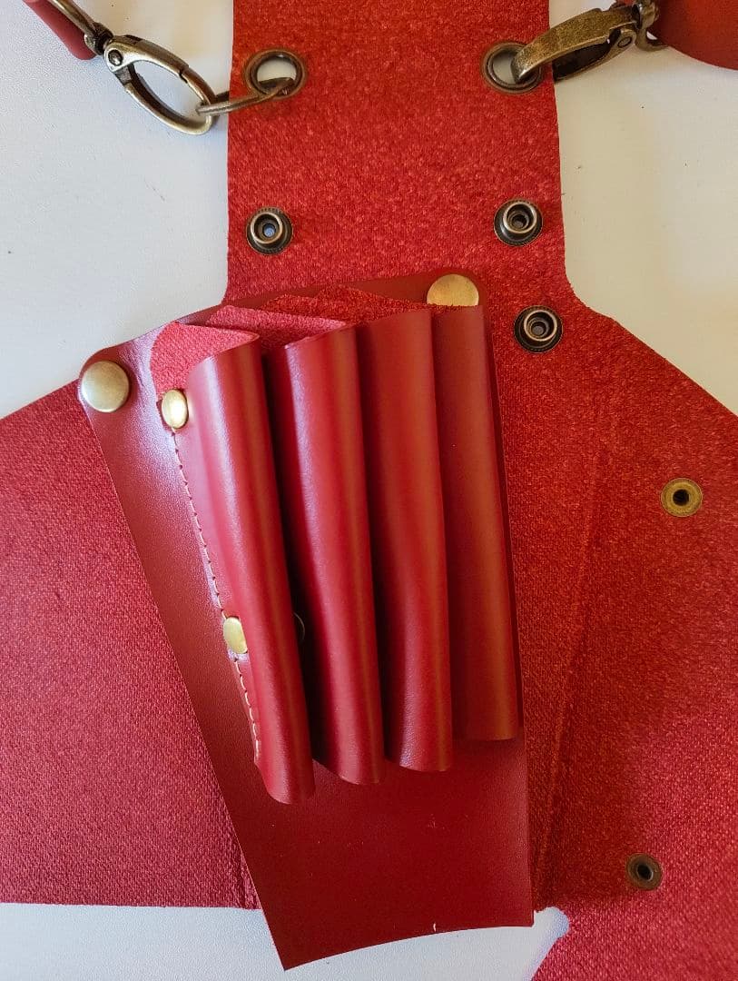 シザーケース　本革　4丁　レッド