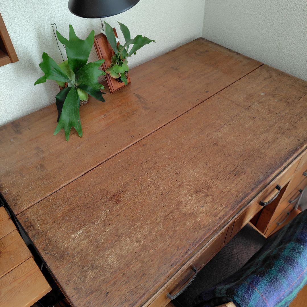 アンティークヴィンテージ木製片袖机昭和レトロ