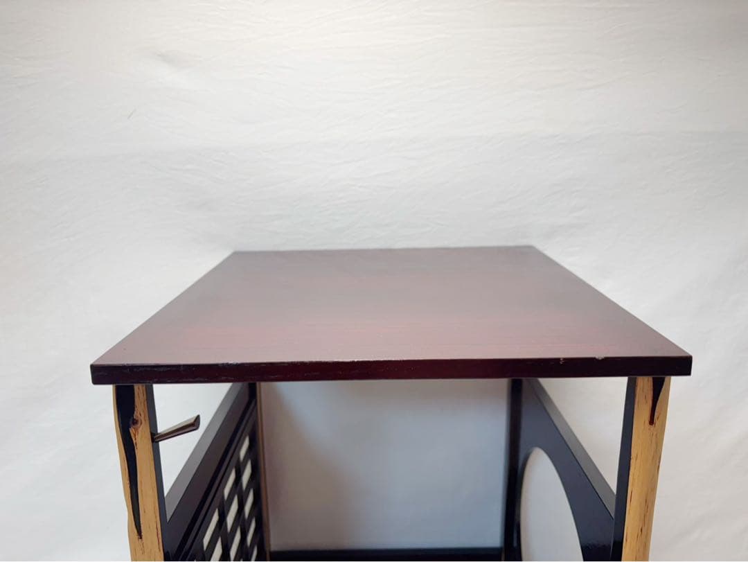 美品 茶道具 塗師 表惠造 木製溜塗 吉野棚 圓能斎好写 組み立式 共箱