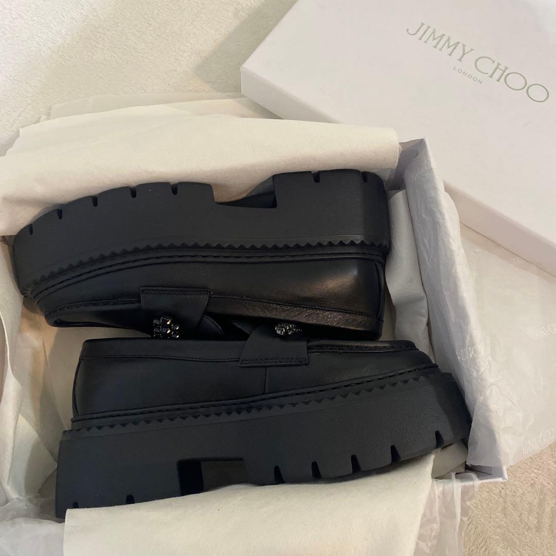 m*2様 ジミーチュウ ローファー ブラック ビジュー　BRYER プラットフォ